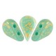 Cuentas de vidrio Amos® by Puca® - Opaque green turquoise splash 63130/94401